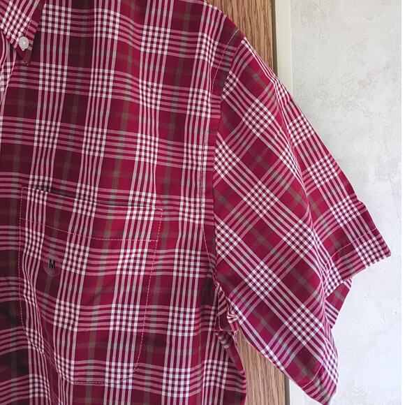 NWT SADDLEBRED Classic Fit Red Plaid Short Sleeve Shirt M Easy Care Dadcore - Picture 10 of 11